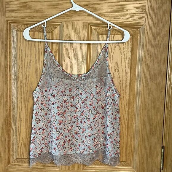 Pull&Bear Floral Lace Gray Tank Top Small - Picture 2 of 5